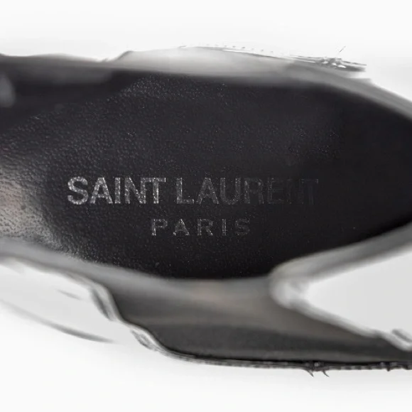 Yves Saint Laurent Glossy Black Heeled Boots - Picture 7 of 8